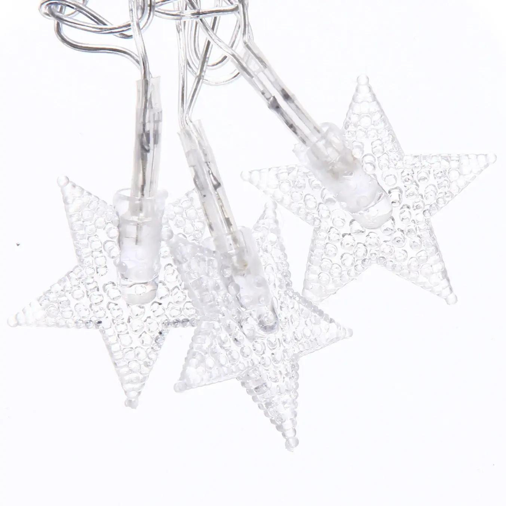 Гирлянда для дома 4,0 м 20 ламп LED с насадками ЗВЕЗДА, прозрач.пров., авторежим.,IP-20 RG/RB (возможность соединения)