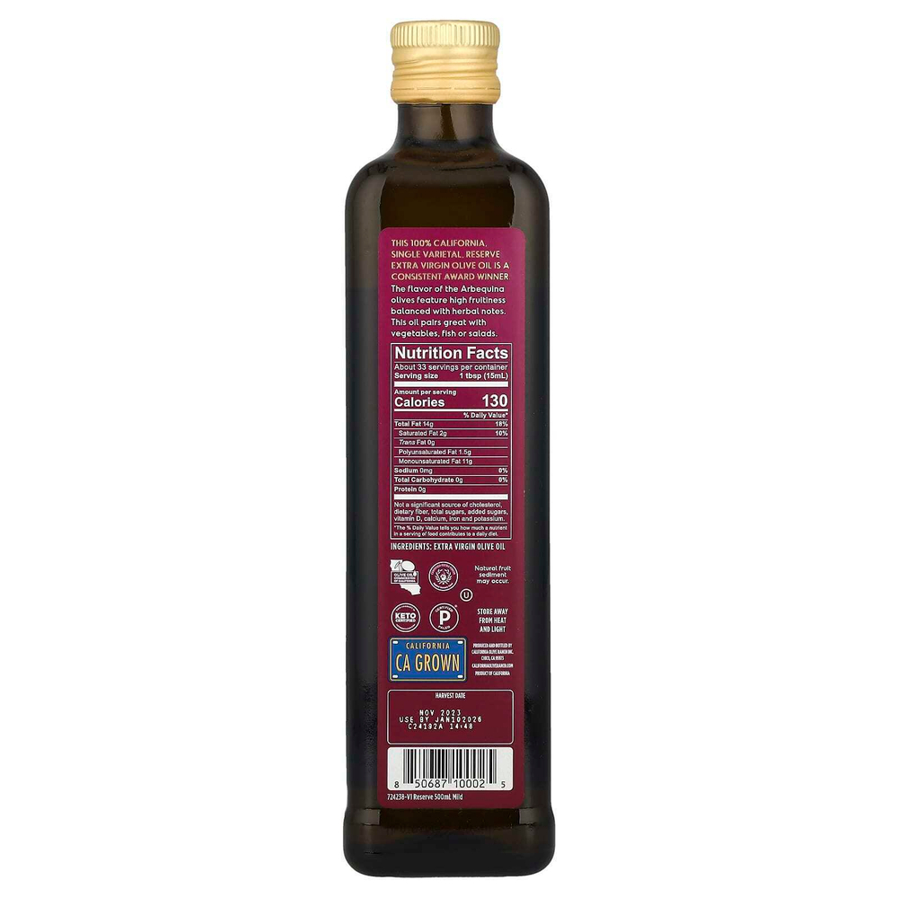 California Olive Ranch, нерафинированное оливковое масло высшего качества, из оливок сорта арбекина, 100% сырья из Калифорнии, 500 мл (16,9 жидк. унции)