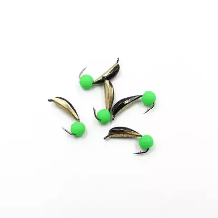 Мормышка вольф. безнасадочная "ЯМАН" Гвоздик №2(w), вес 0,50 гр., фц. зеленый шар, цв. латунь