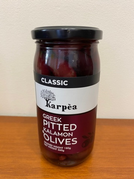 Оливки чёрные Karpea Kalamon в рассоле без косточки 370 гр Греция