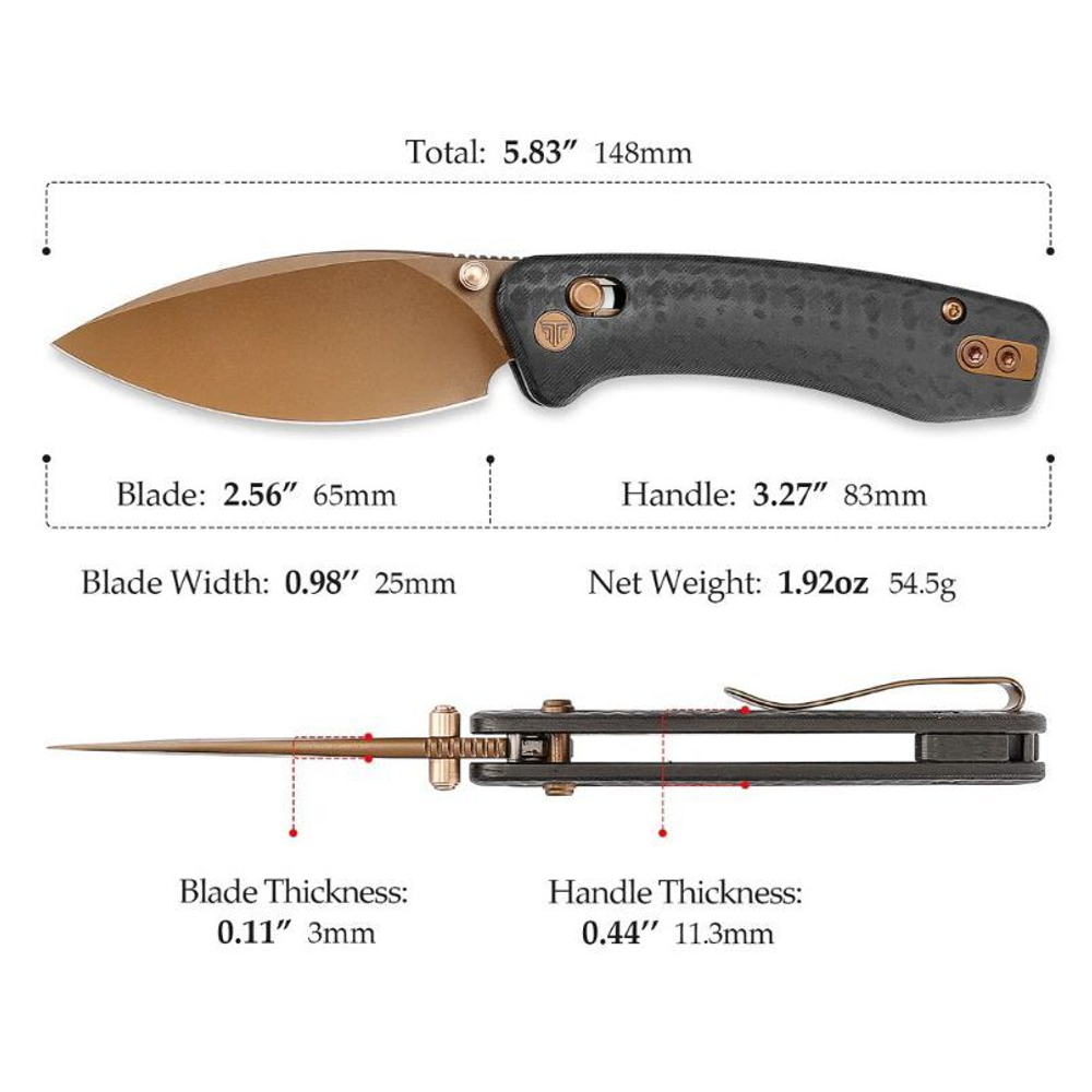 Складной туристический нож TRIVISA Koala-CG клинок N690 рукоять G10 (черный-черный)
