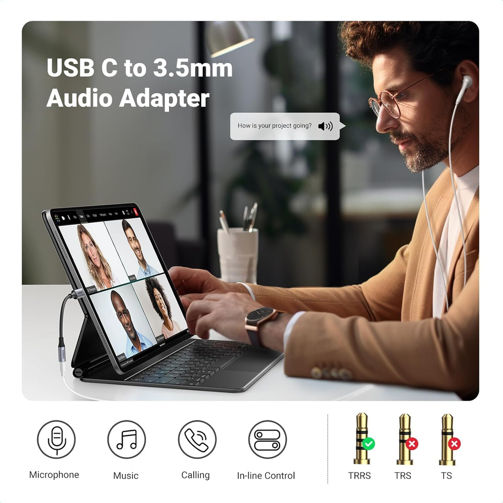Переходник USB Type C - Audio 3.5mm UGREEN 30632
