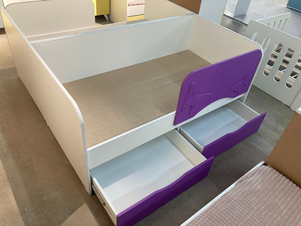 Кровать-софа Бабочка белый/фиалка 800*1600