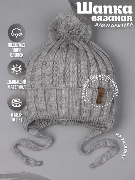 Шапка для мальчика осенняя на завязках