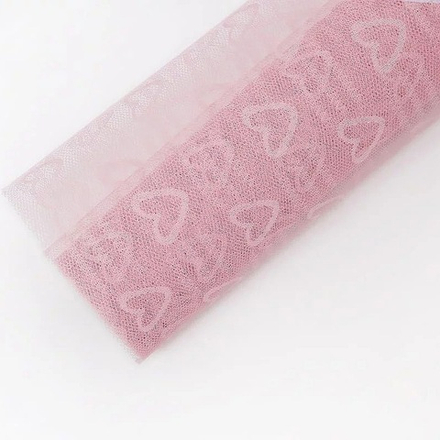 Сетка кружево Сердце 50см*5ярд РОЗОВЫЙ