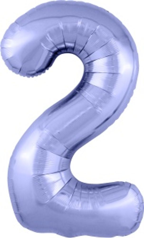 Agura Шар 40'' / 102 см "Цифра 2" Slim Пастельный фиолетовый (БГ-60)