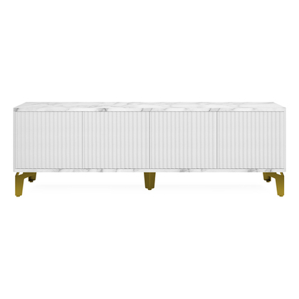 Тумба под телевизор на ножках ROYAL 5047 эко (Мрамор Каррара-Золото)