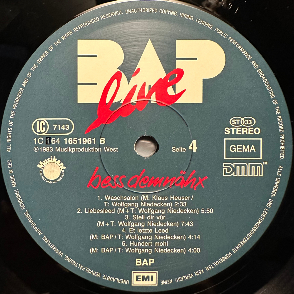 BAP - Live - Bess Demnahx 2LP (Германия 1983г.)