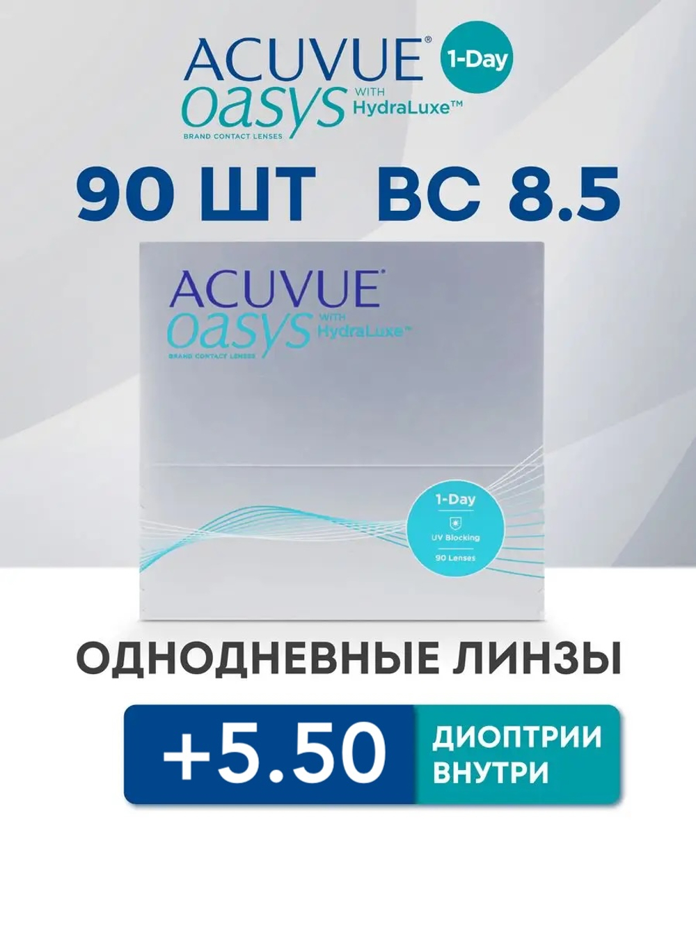 Однодневные контактные линзы Acuvue Oasys 1-Day (уп. 90 линз)