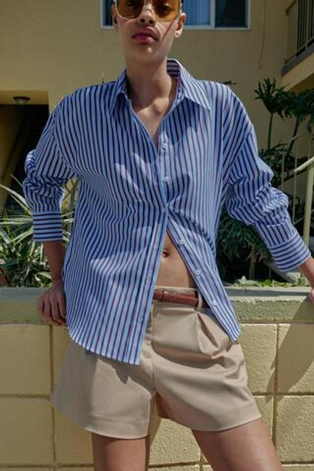 ZARA РУБАШКА Оксфорд В ПОЛОСКУ, КРАСНЫЙ/ЧЕРНЫЙ