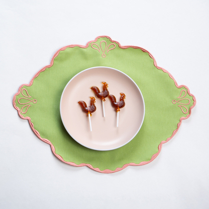 Плейсмат "Дача" салатовый с розовым краем