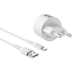Сетевой адаптер питания BOROFONE BA23A 2USB 2.4A + кабель Micro (белый)