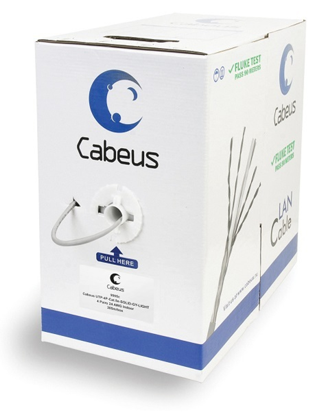 Кабель витая пара U/UTP 5e кат. 4 пары Cabeus UTP-4P-Cat.5e-SOLID-GY-LIGHT