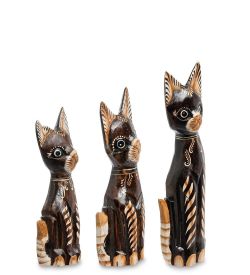 99-246 Фигурка «Кошка» н-р из трех 30,25,20 см (албезия, о.Бали)