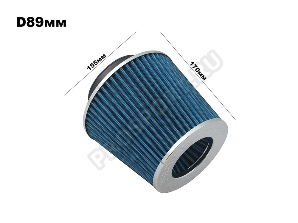 Фильтр воздушный нулевого сопротивления TORNADO, синий/хром, универсальный (с набором переходников: D84,77,65,60мм)