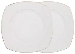 НАБОР ИЗ 2 ТАРЕЛОК ОБЕДЕННЫХ "ДИАМАНД ГОЛД" КВАДРАТ 24,5 СМ