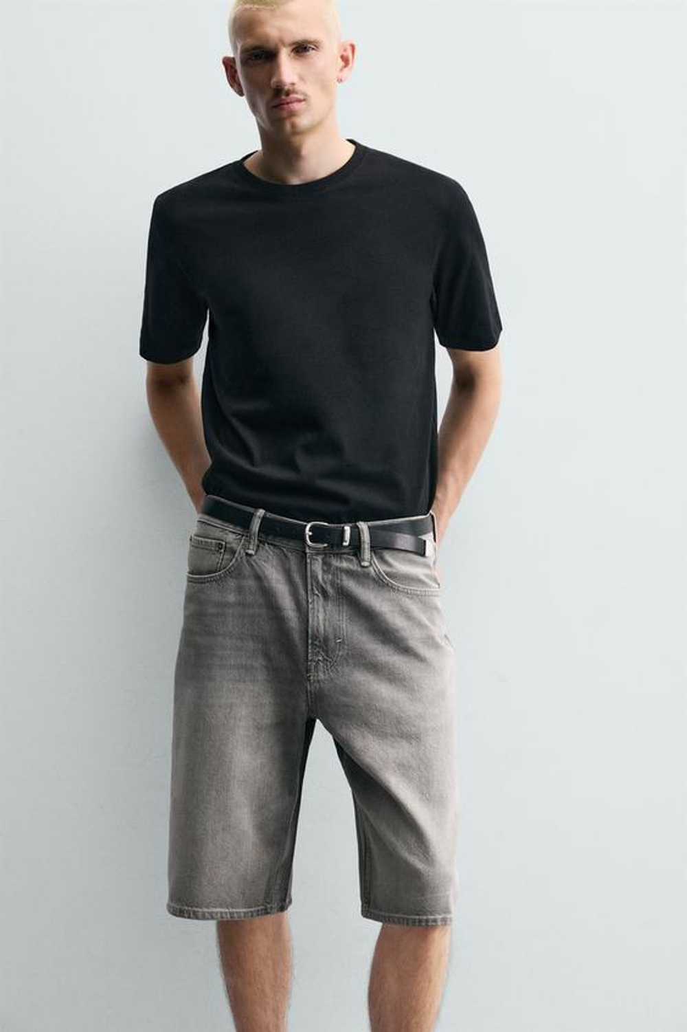 ZARA ДЖИНСОВЫЕ ШОРТЫ LOOSE FIT, СЕРЫЙ
