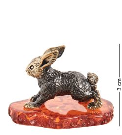 Народные промыслы AM-1531 Фигурка «Заяц полевой» (латунь, янтарь)