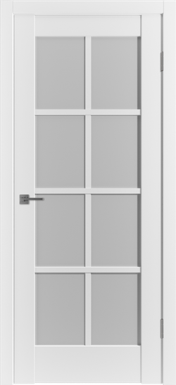 Межкомнатная дверь  VFD (ВФД) ER1 ДО-стекло сатинат White Cloud Emalex Ice (матовая белая, без текстуры)