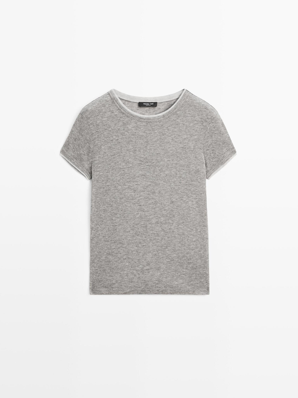 Massimo Dutti Футболка с двойной окантовкой, серый