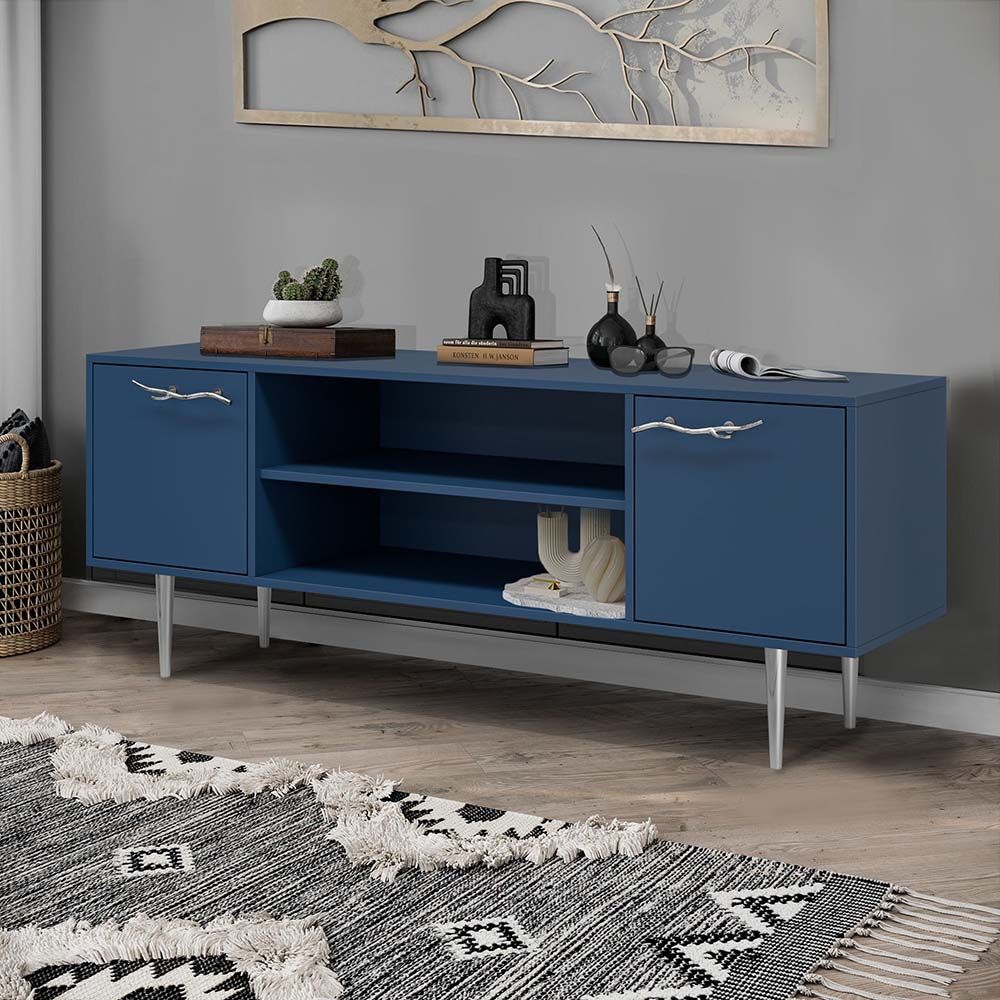 Тумба под ТВ Арт Колор matte 155см Стайл Сильвер Королевский синий матовый