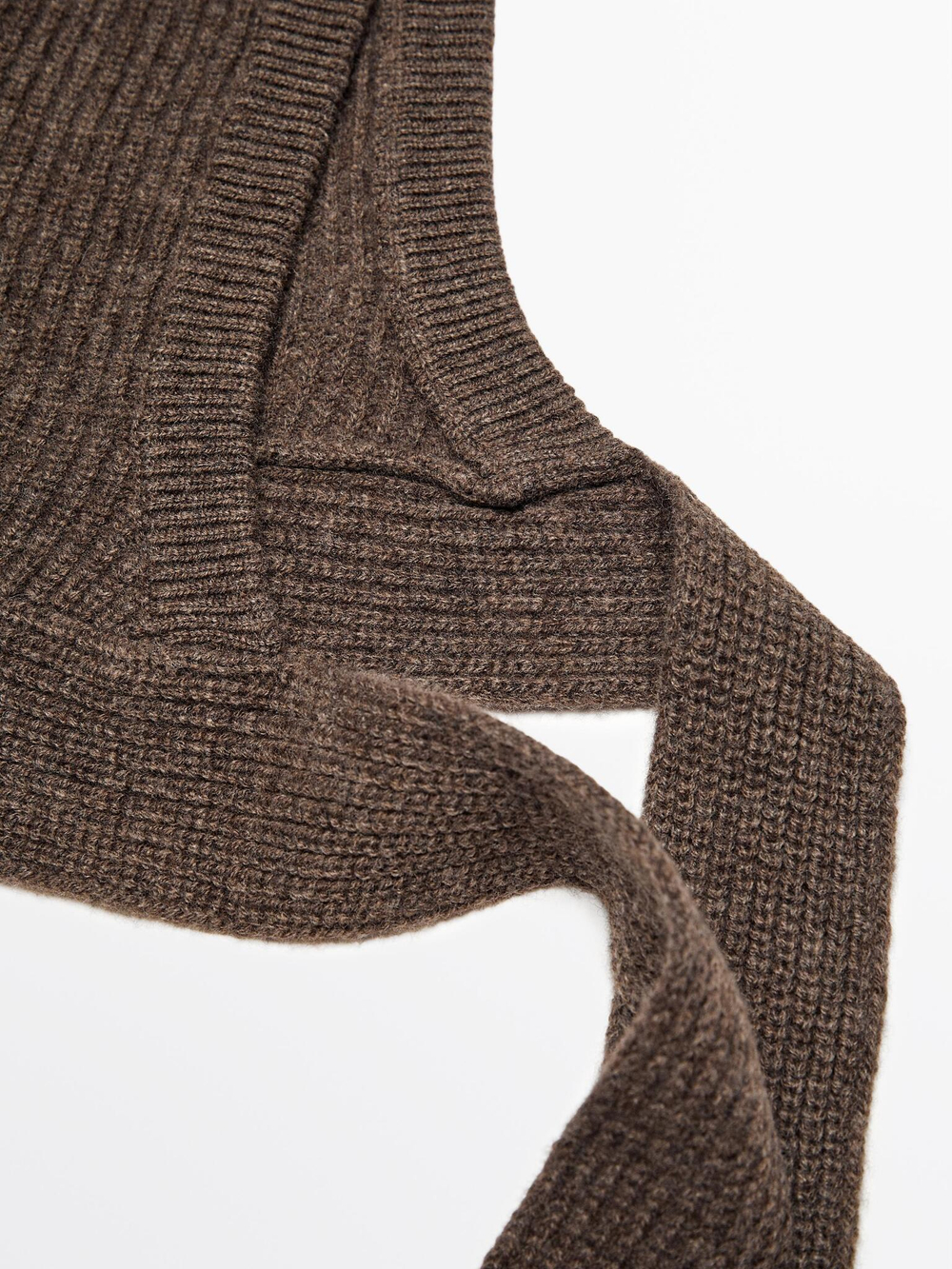 Massimo Dutti Трикотажный капюшон с завязками, кротово-коричневый