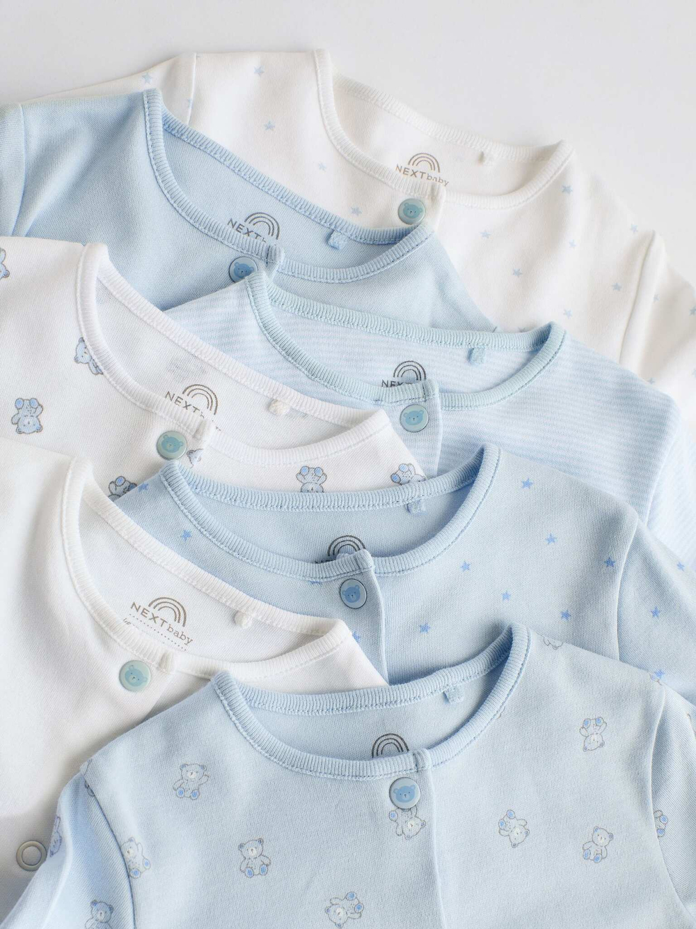 Комбинезон / Cлип для малышей Next K79-477, 7 шт., Голубой, Белый