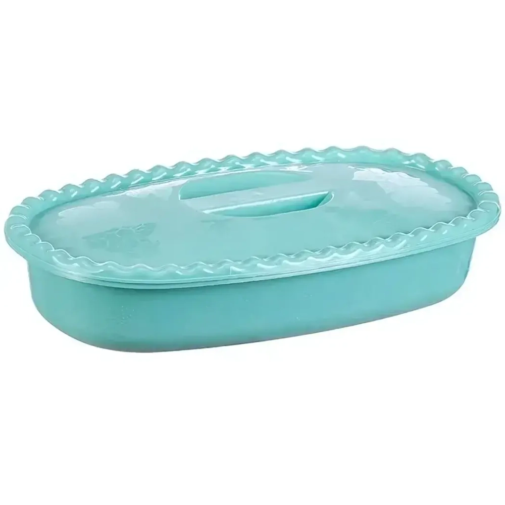 Миска прямоугольная 2,7 л с крышкой аквамарин