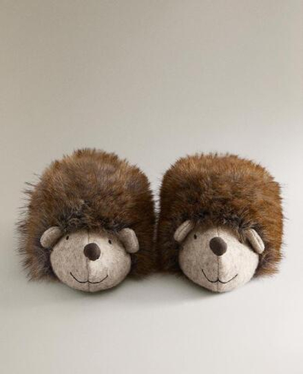 ZARA HOME ДЕТСКИЕ ТАПОЧКИ-ЕЖИКИ, КОРИЧНЕВЫЙ