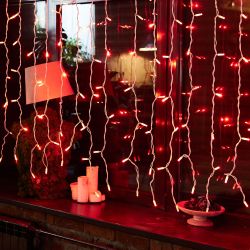 ULD-C2030-240-TWK RED IP67 Занавес светодиодный с эффектом мерцания. 3х2м. Соединяемый. 240 светодиодов. Красный свет. Провод белый. TM Uniel.