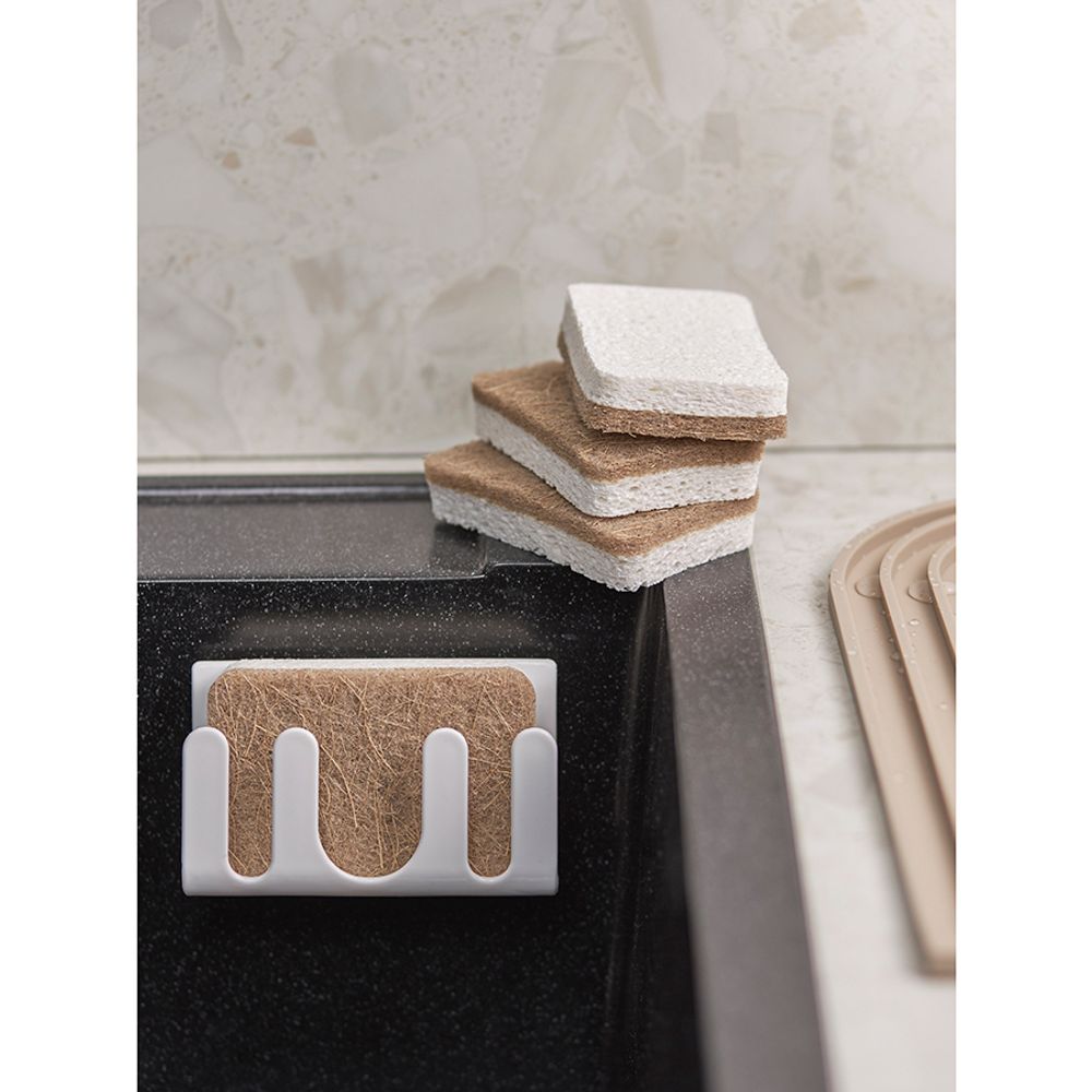 Набор губок для посуды из целлюлозы и кокосового волокна Eco Sponge, белые, 6 шт.