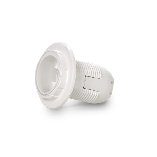 Патрон Е14 с кольцом термостойкий пластик белый SBE-LHР-sr-E14