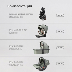 Детская коляска 3 в 1 Tomix Mirage Olive