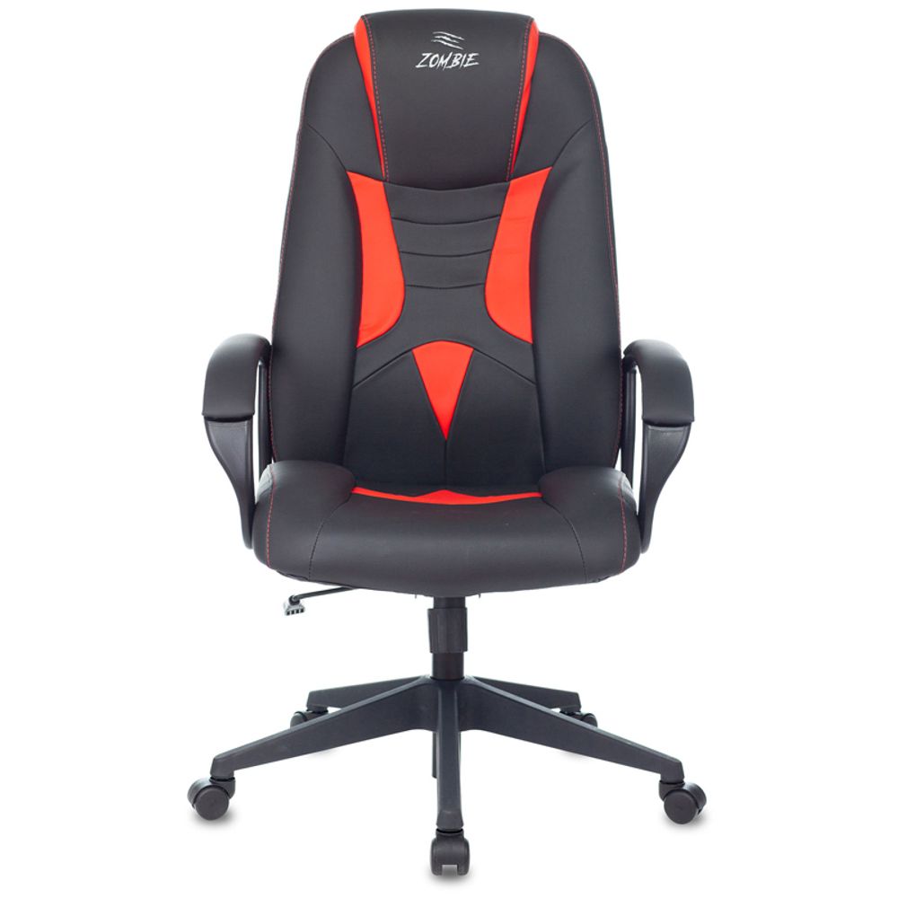 Кресло игровое ZOMBIE 8/8N/BL-RED, PL, экокожа черный/красный, топ-ган (до 180кг)