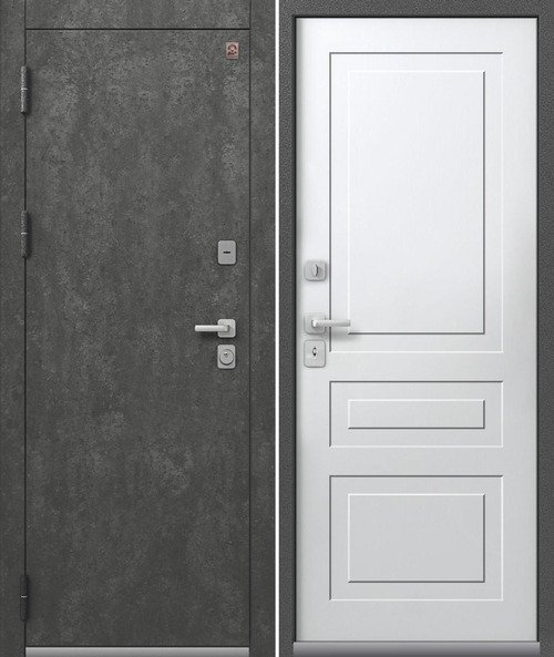 Входная дверь Центурион ТЕРМО Т-9 Антрацит муар+Серый камень - Кашемир белый