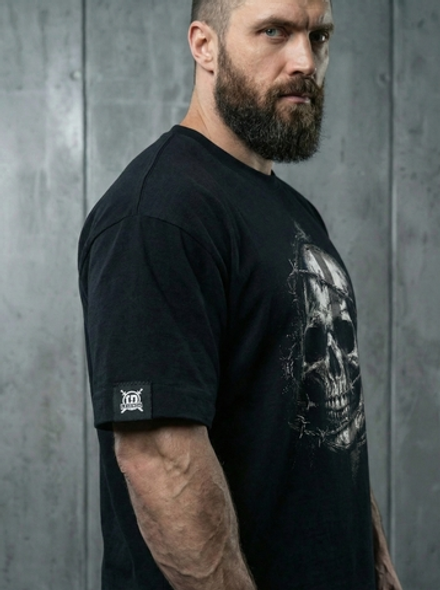 Футболка оверсайз хлопковая черная Legenda Череп в проволоке