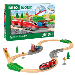 BRIO World - Деревянная железная дорога + поезд pull&back 28 элементов 36102