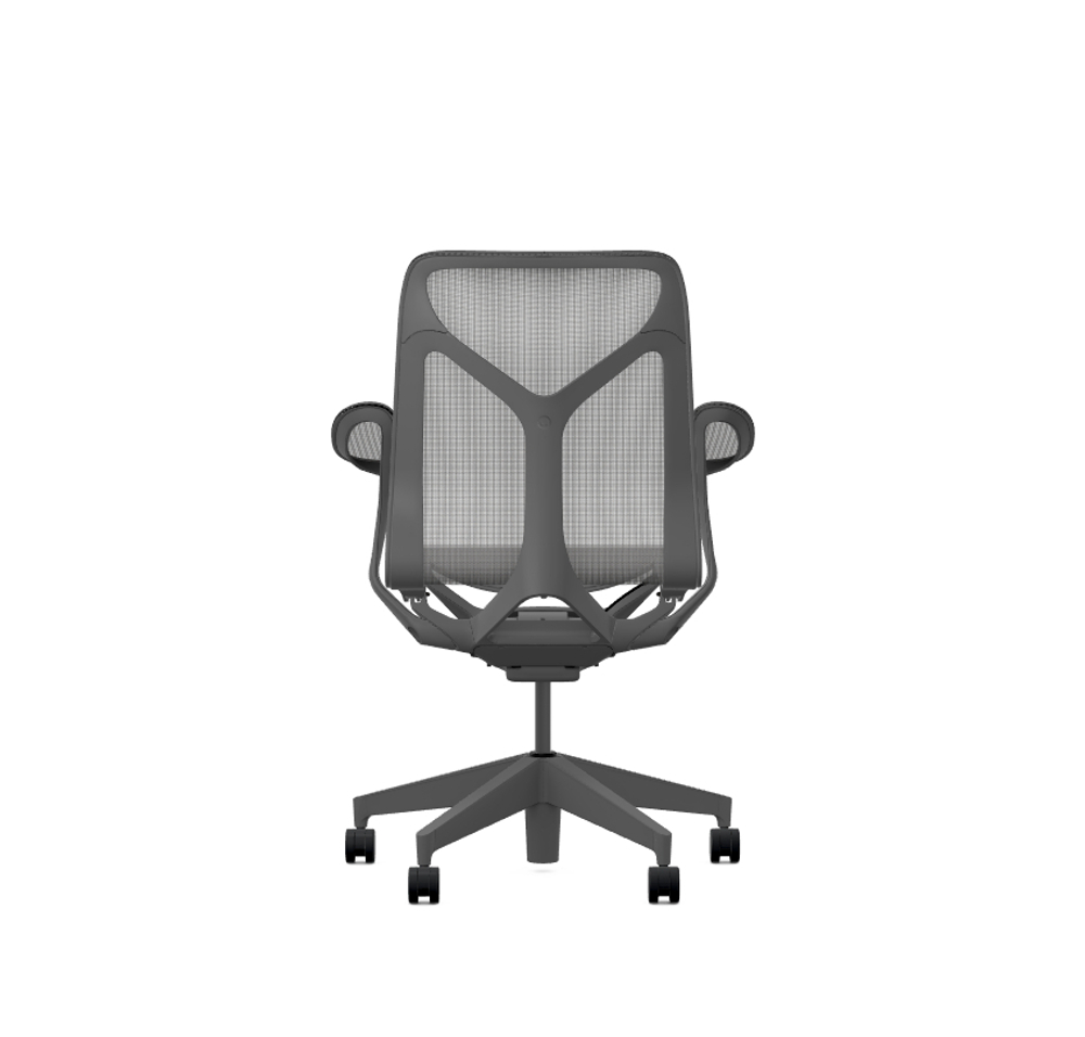 Кресло Herman Miller Cosm, средняя спинка, цвет Carbon, подлокотники «лепестки» (Leaf)