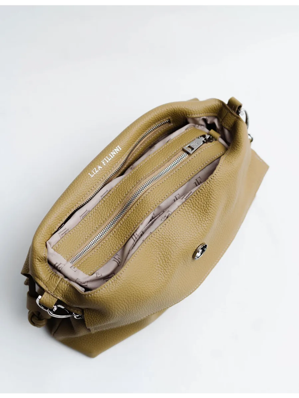 Сумка мешок через плечо средняя натуральная кожа