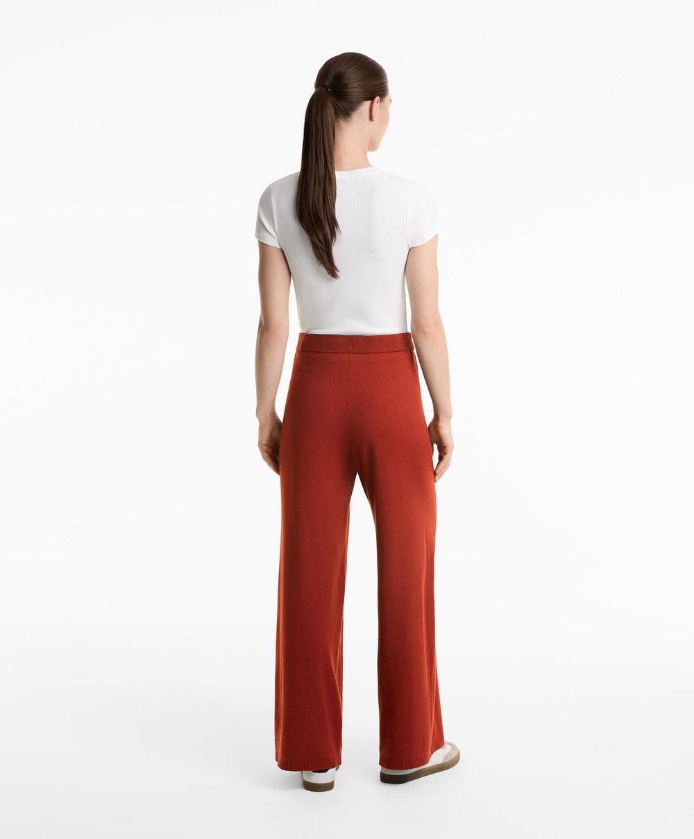 OYSHO Прямые трикотажные брюки, темно-красный