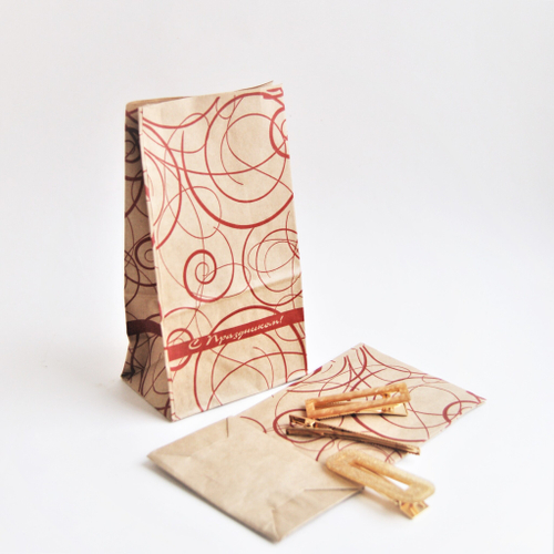 Пакет крафт С праздником 1 упаковка (100шт)