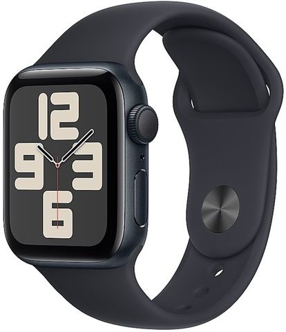 Умные часы Apple Watch SE 2024 40 мм из алюминия цвета «тёмная ночь», спортивный ремешок «тёмная ночь» (S/M)