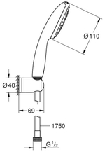 Набор для душа GROHE Vitalio Start 110, 1 режим струи, лейка, держатель и шланг, 8.7 л/мин, хром (27944001)