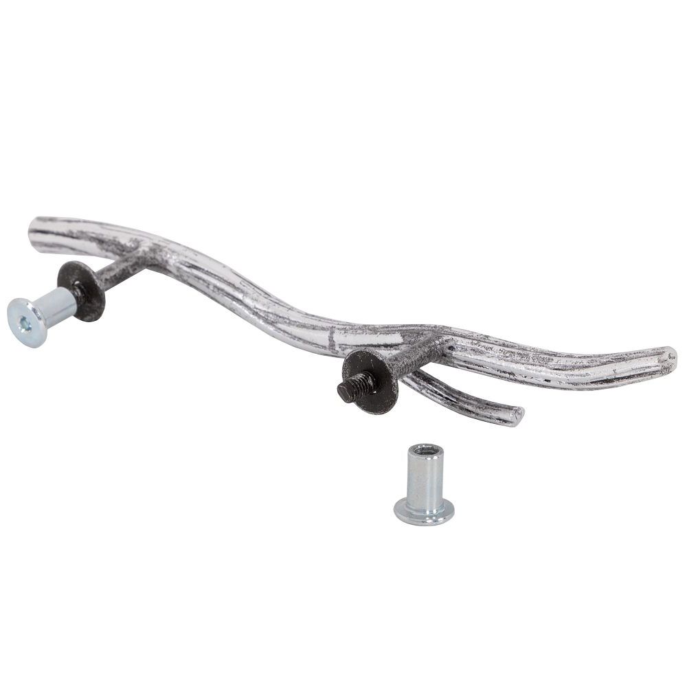 Ручка скоба мебельная Арт Бранч mini левая Античное серебро