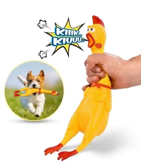 Кричащая курица пищалка для собак 17см