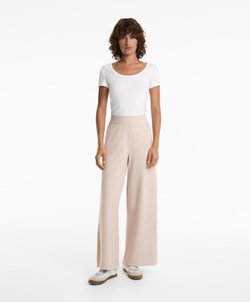 OYSHO Широкие прямые брюки из пике-трикотажа, светло-бежевый