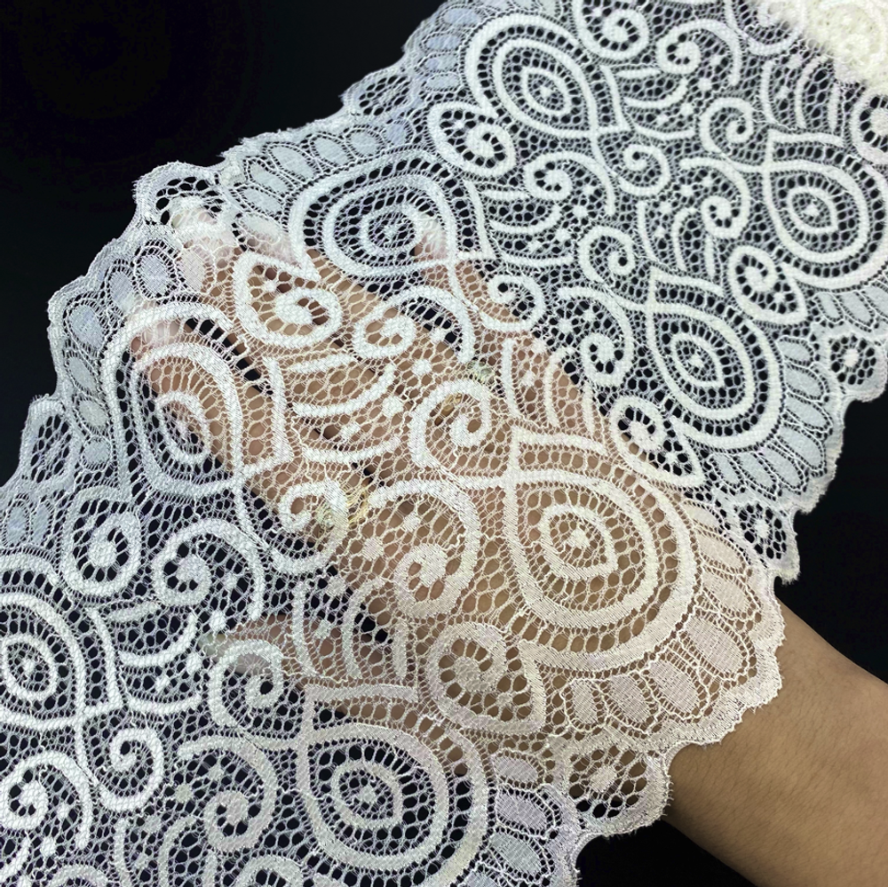 Кружево эластичное жемчужное 17 см