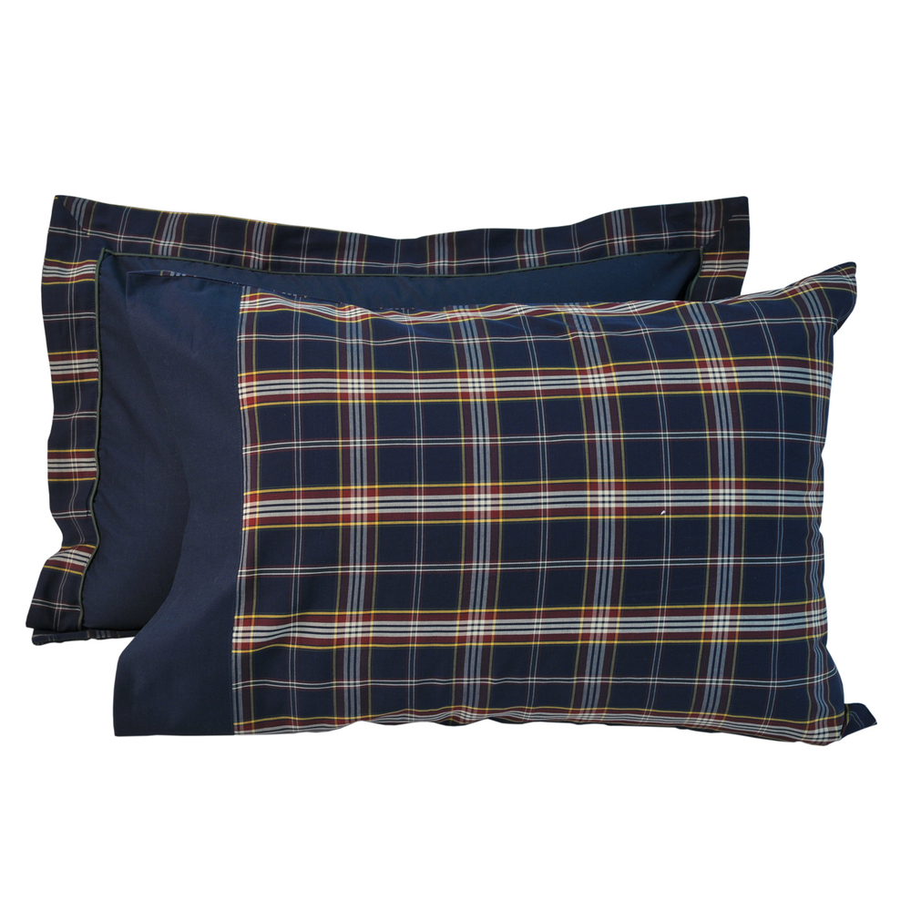 Постельное белье 2 спальное евро Casual Avenue Oxford Navy Tartan темно-синее наволочки