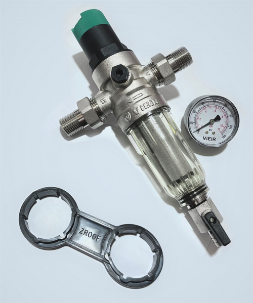 НИКЕЛЬ фильтр с регулятором давления 1/2 для ХОЛОДНОЙ воды   ViEiR  (10/1шт)