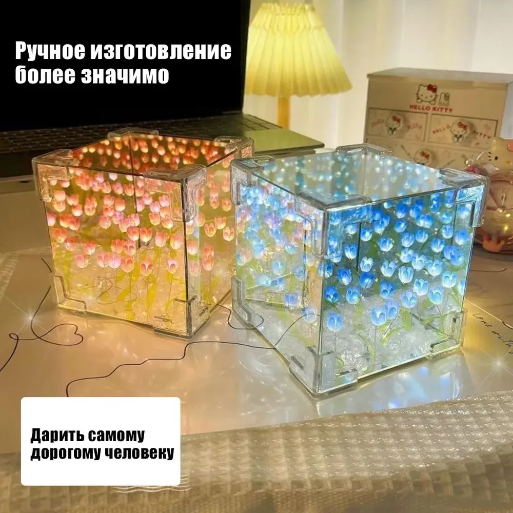 Ночник с тюльпанами / diy / синий
